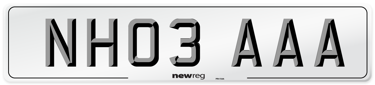 NH03 AAA Number Plate from New Reg